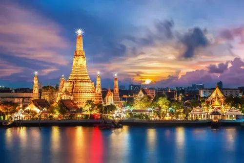 Wat Arun Temple at night in Bangkok, Thailand